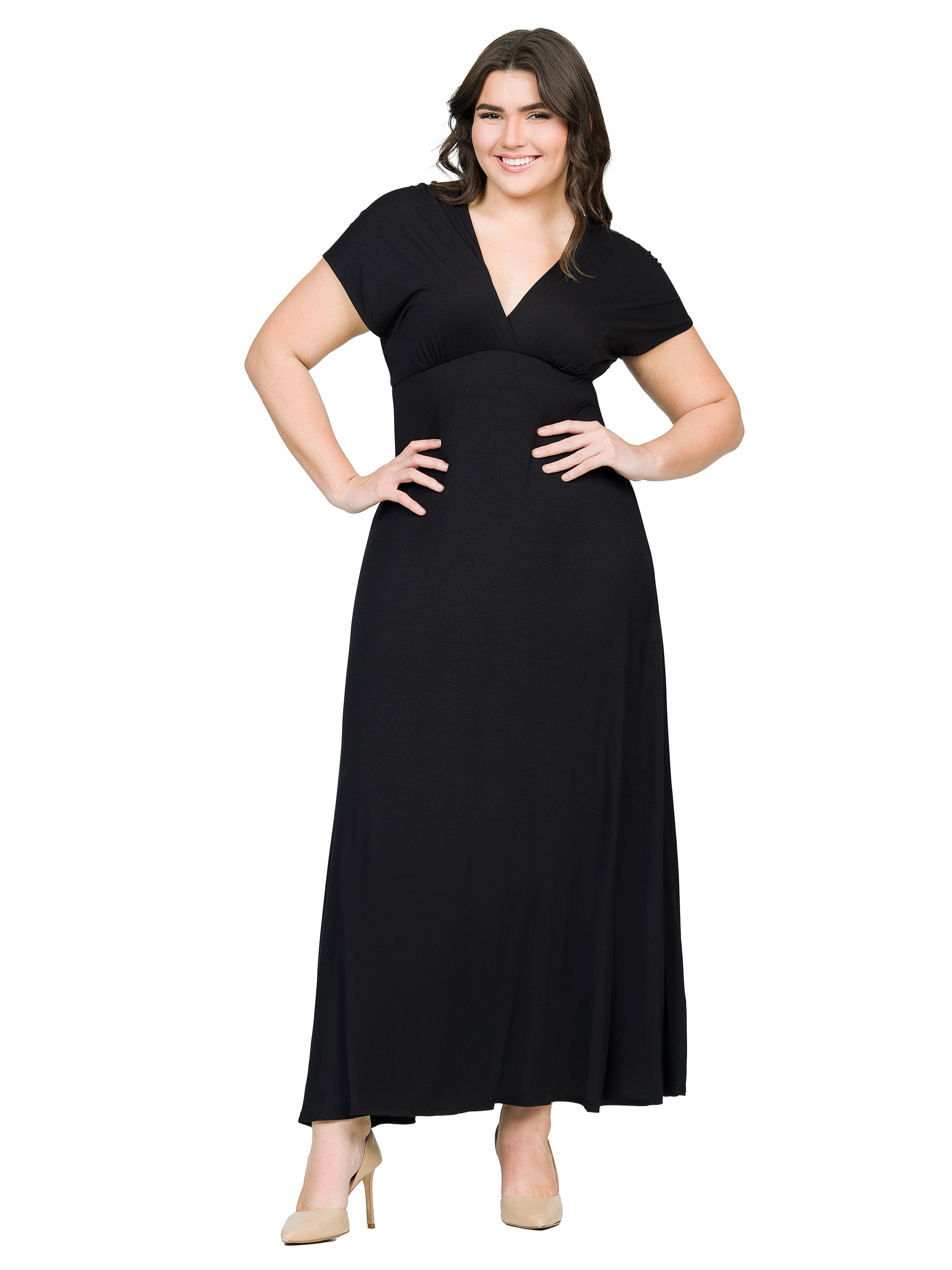 Empire Waist V Neck Plus Size Maxi Dress – 24seven Comfort Apparel