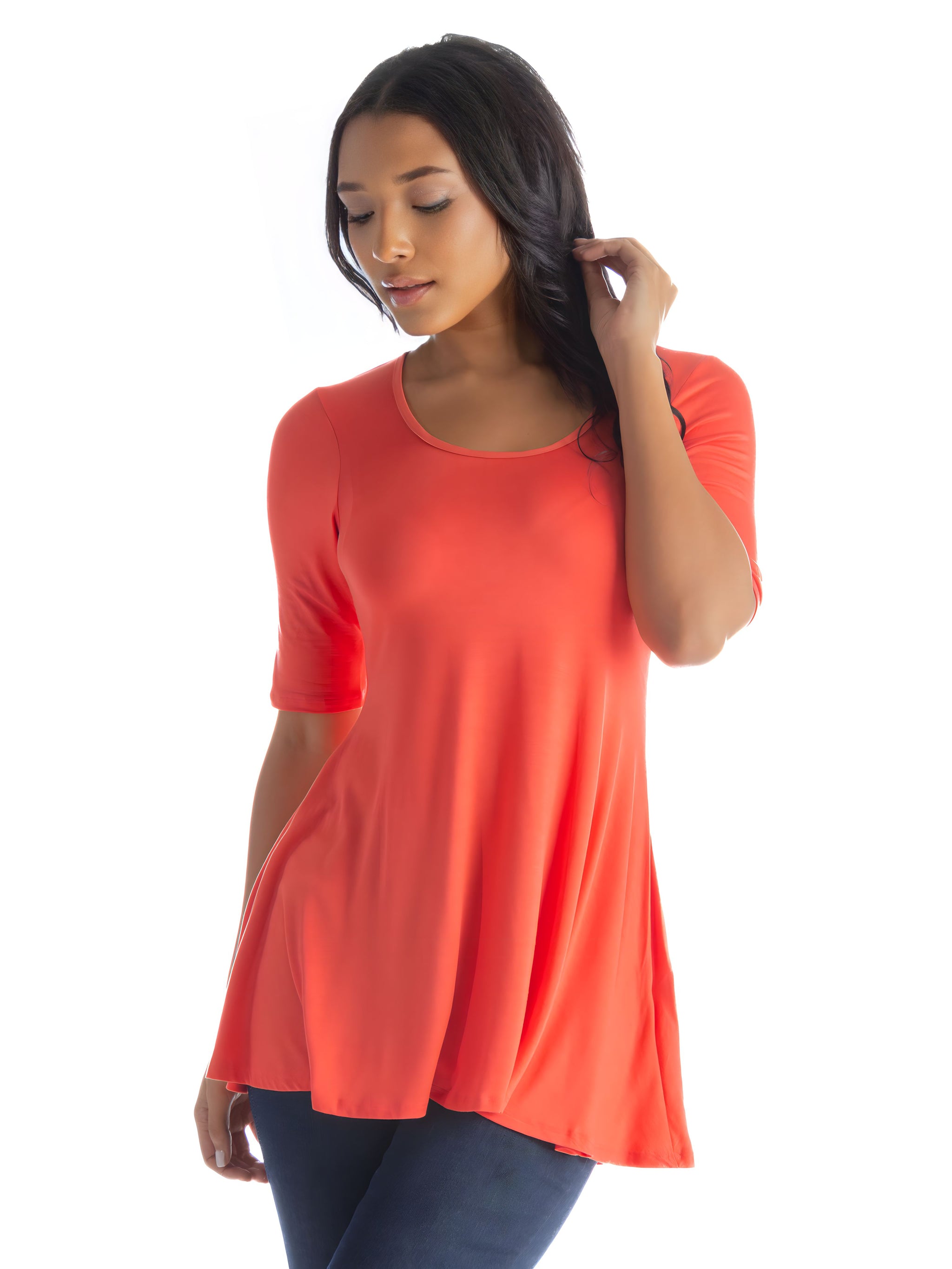 Elbow Sleeve Swing Tunic Top For Women – 24seven Comfort Apparel