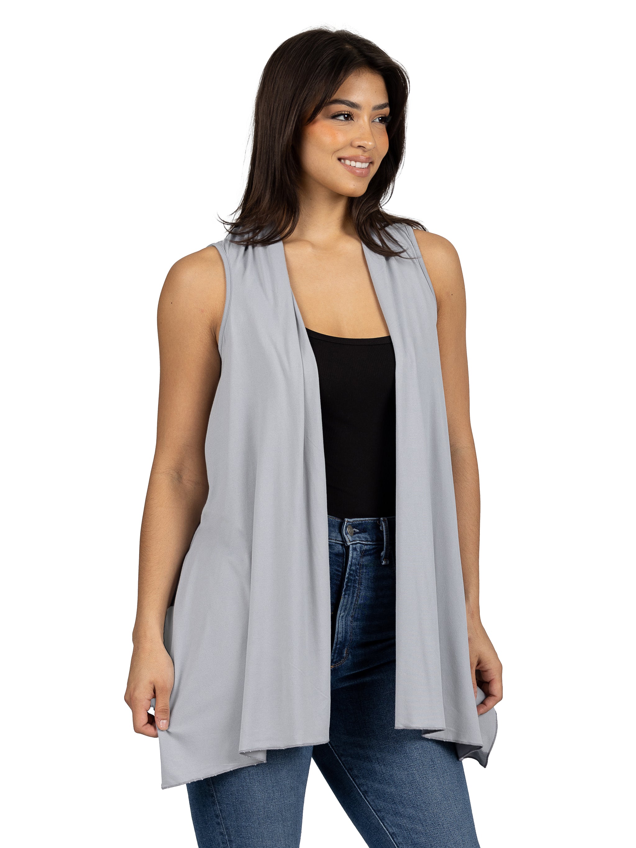 Slub Grey Long shops Open Slit Vest