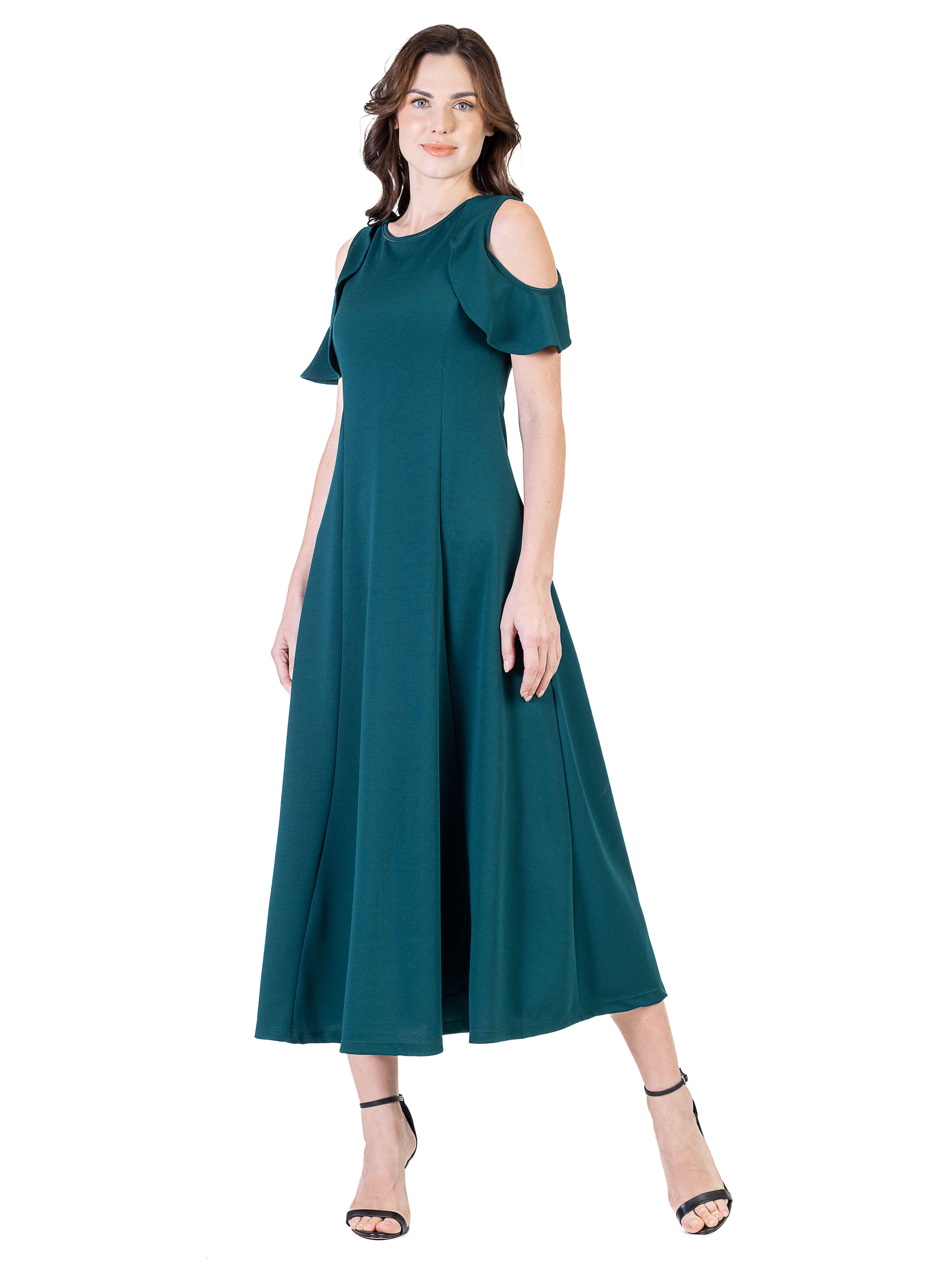 Women's 24seven Comfort Apparel Off-The-Shoulder Pleated Maxi Dress