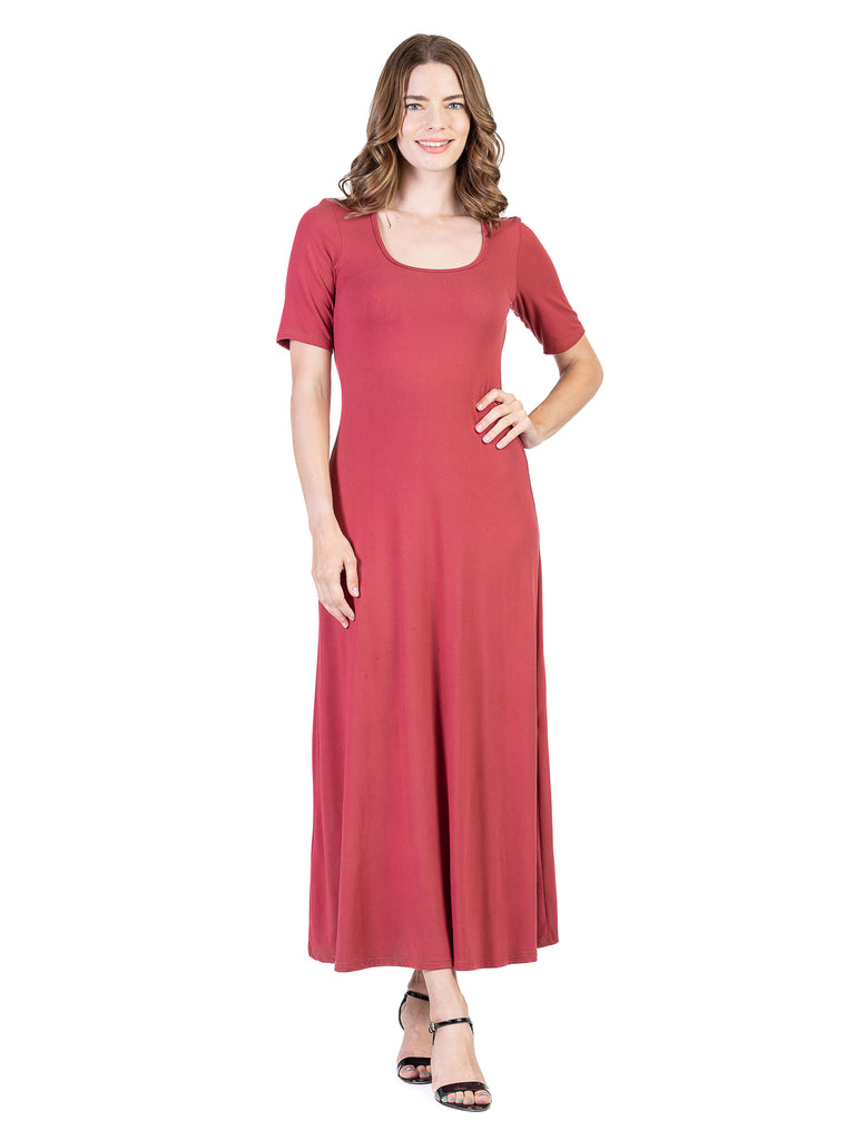 24seven Comfort Apparel Women's Ruffle Cold Shoulder A-Line Maxi Dress -  Macy's