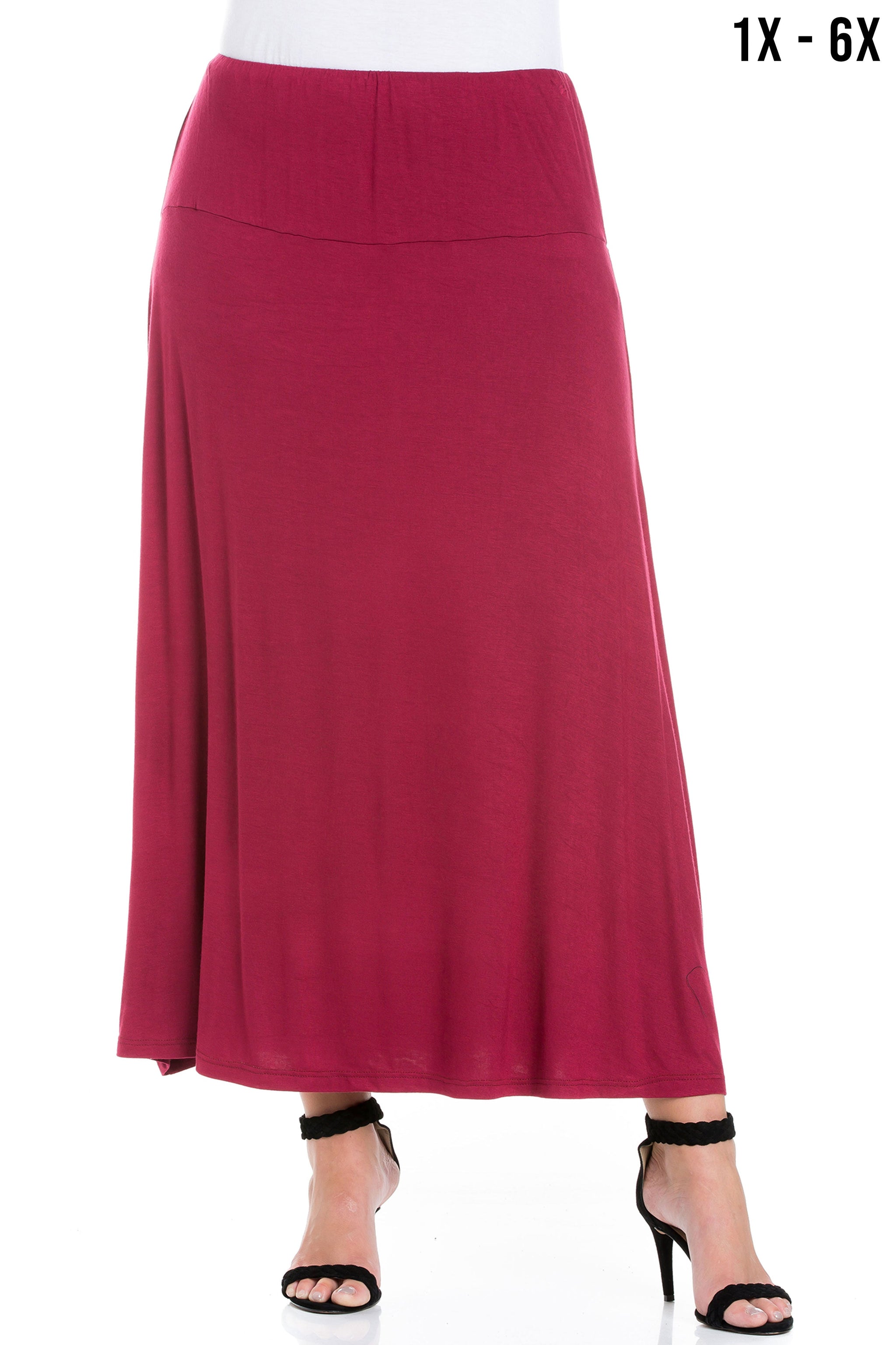 Plus size red skirt elastic waist sale