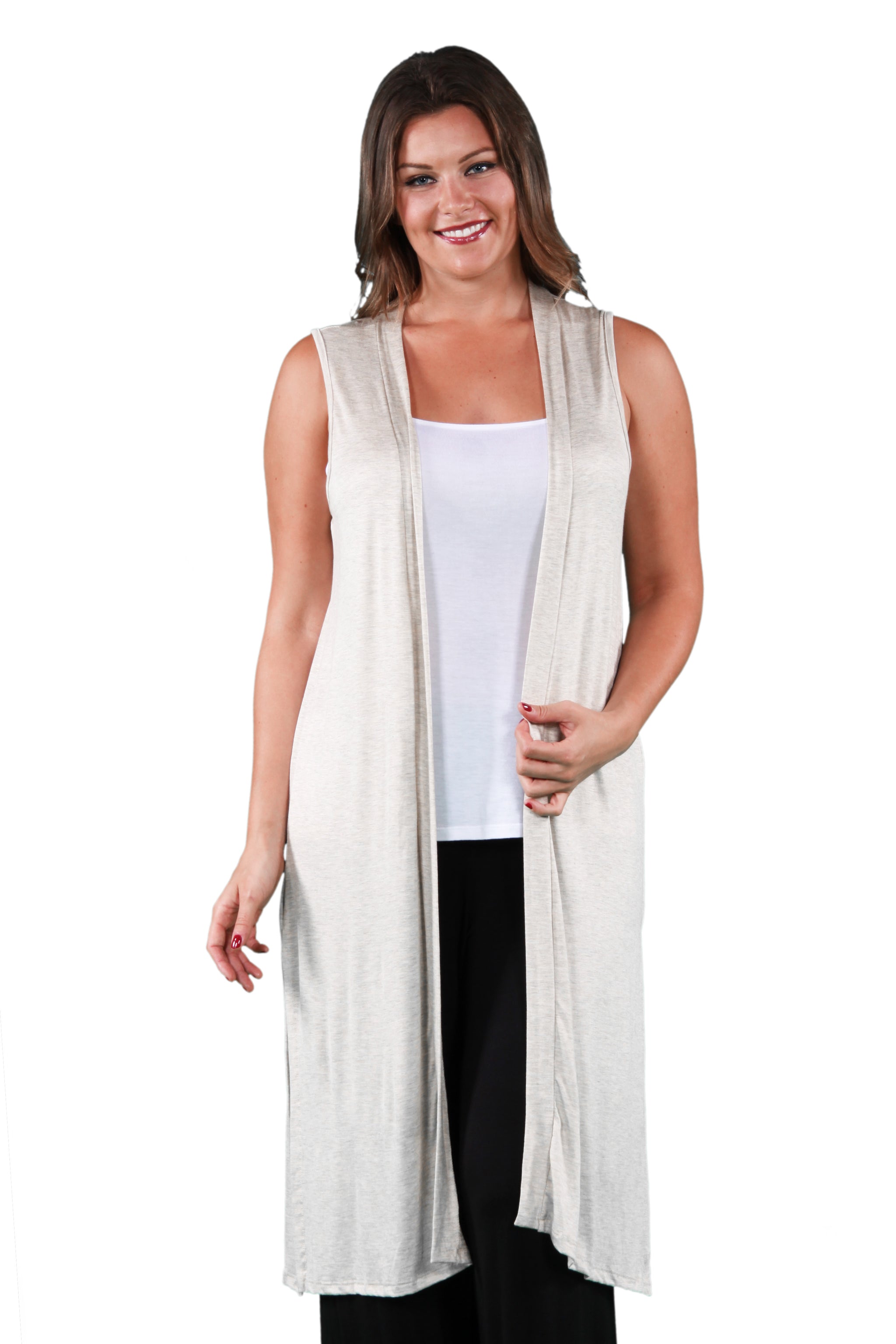 Long Sleeveless Plus Size Cardigan Vest 24seven Comfort Apparel