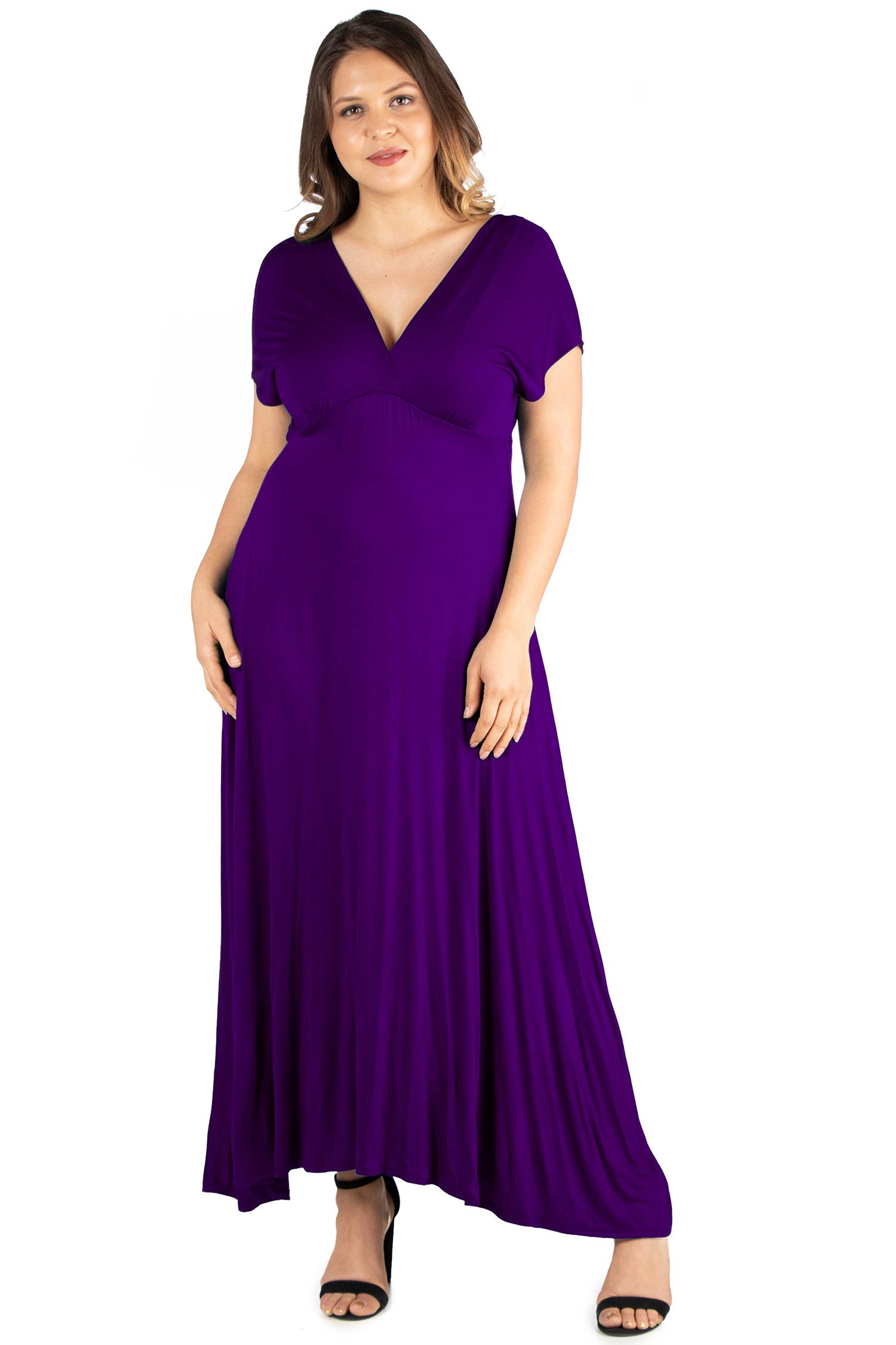 Empire Waist V Neck Plus Size Maxi Dress – 24seven Comfort Apparel