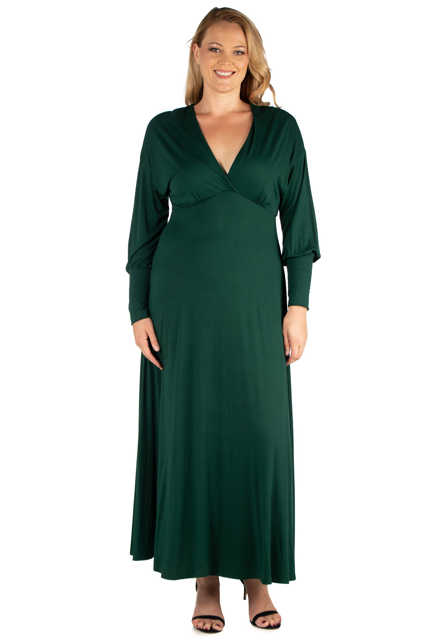 24seven Comfort Apparel Plus Size Womens Long Sleeve Maxi Dress 