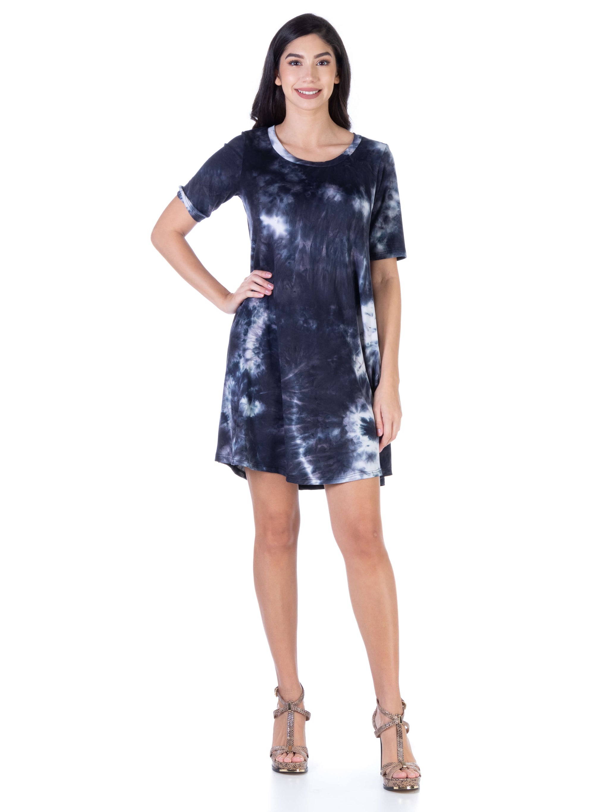 Tie Dye Loose Fit Casual Knee Length T Shirt Dress – 24seven Comfort Apparel